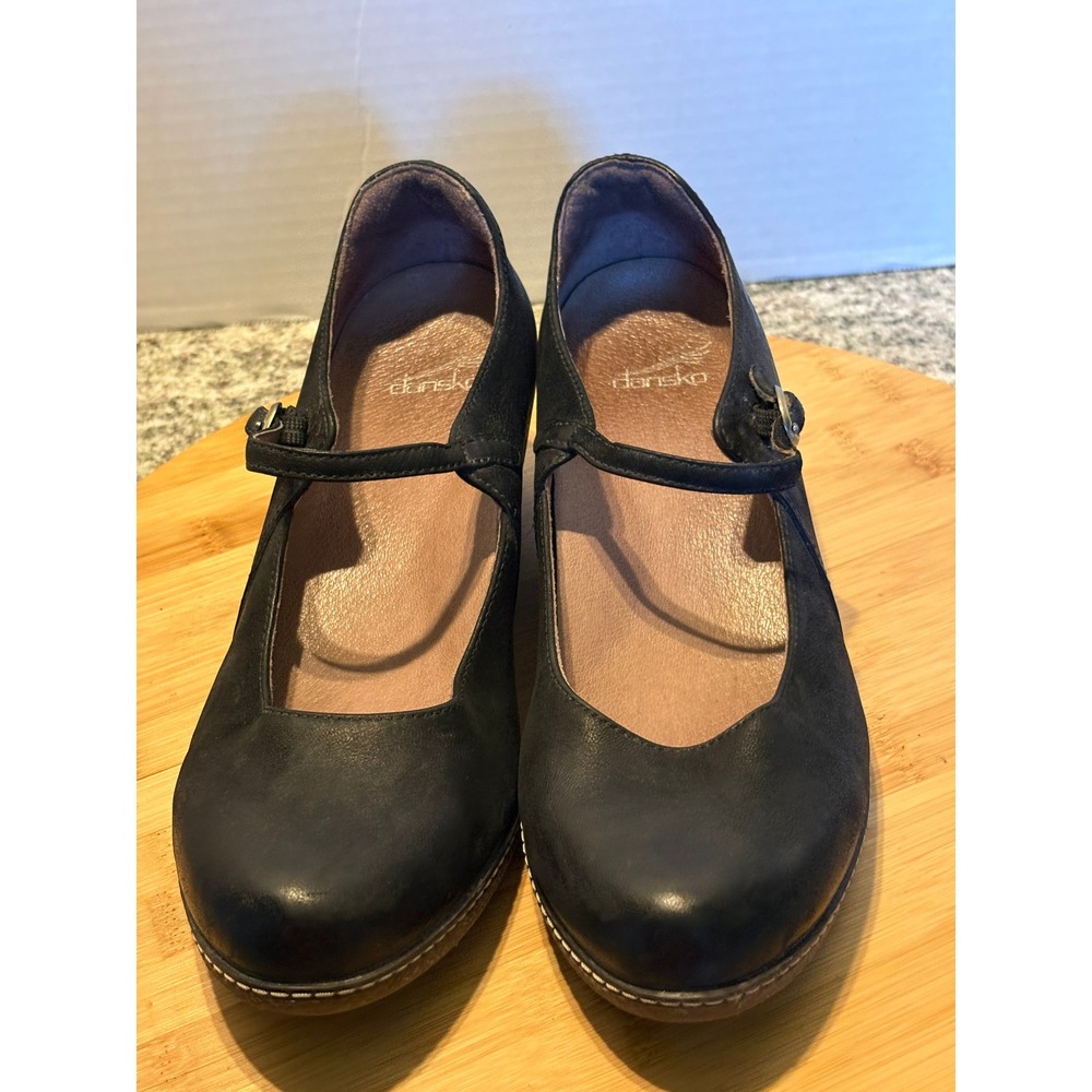 Dansko Fawna Black Leather Mary Jane Buckle Wedge Shoes EU 40 US 9.5-10